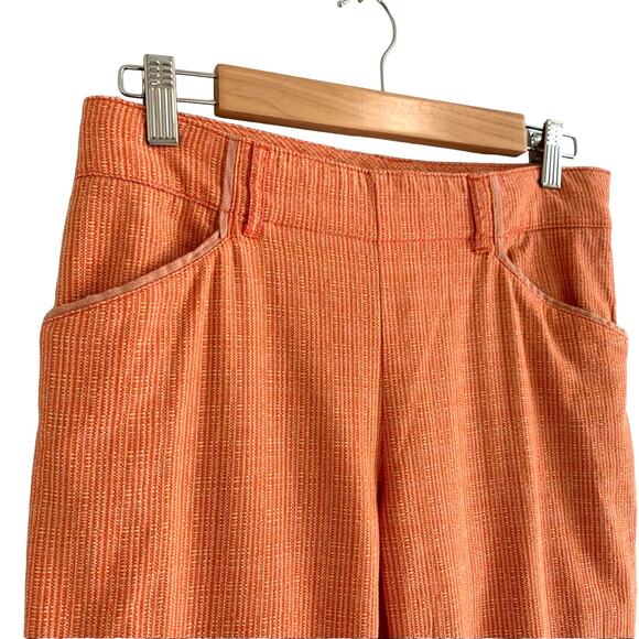 Cartonnier Anthropologie Charlie Textured Micro Striped Cotton Trouser Orange 4 - Picture 3 of 9